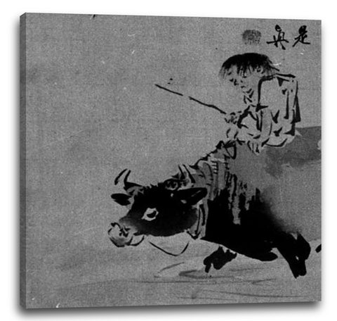 Leinwandbild Shibata Zeshin zugeschrieben - Junge auf Ochsen