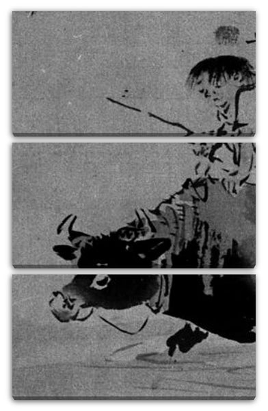 Leinwandbild Shibata Zeshin zugeschrieben - Junge auf Ochsen