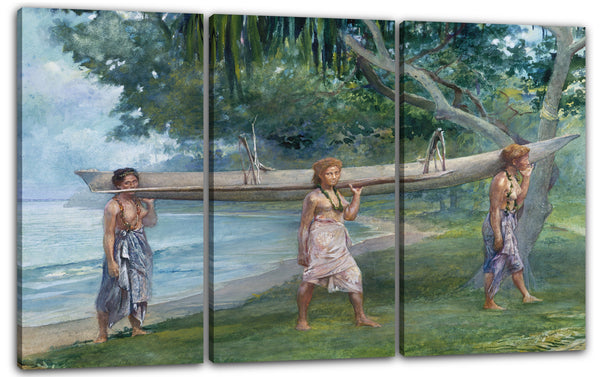 Leinwandbild John La Farge - Mädchen, die ein Kanu tragen, Vaiala in Samoa