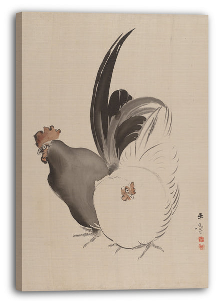 Leinwandbild Kawabata Gyokushō - Hahn und Henne