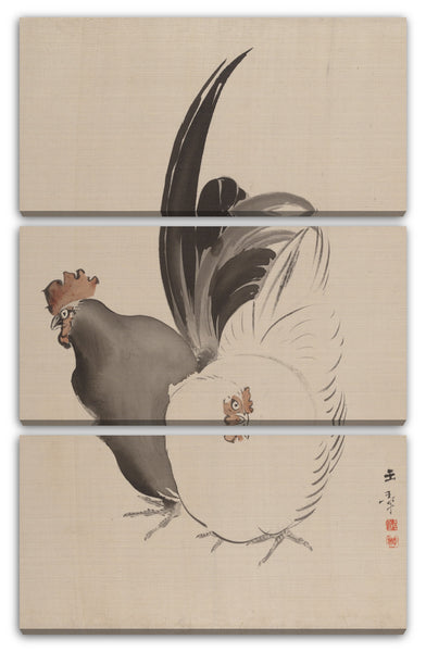 Leinwandbild Kawabata Gyokushō - Hahn und Henne