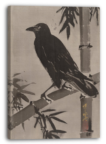 Leinwandbild Kawanabe Kyōsai (Japanisch, 1831-1889) - Krähe auf einem Bambuszweig