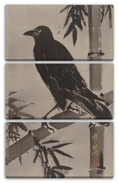 Leinwandbild Kawanabe Kyōsai (Japanisch, 1831-1889) - Krähe auf einem Bambuszweig