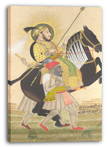 Leinwandbild Stippelmeister - Maharana Sangram Singh, der einen Hengst reitet