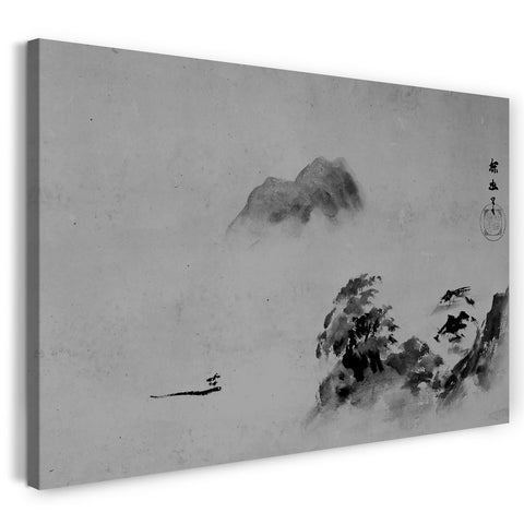 Leinwandbild Kano Schule - Nebel-Landschaft