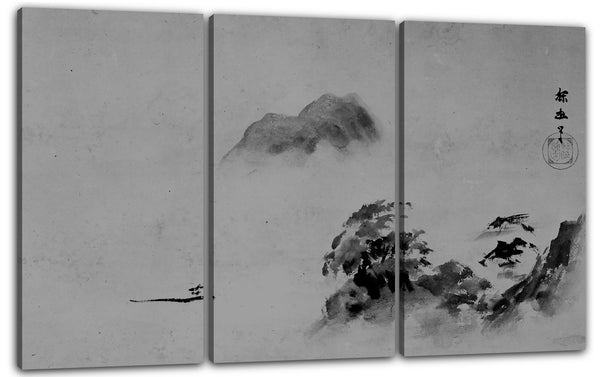 Leinwandbild Kano Schule - Nebel-Landschaft