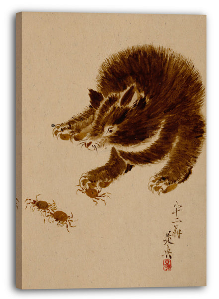 Leinwandbild Shibata Zeshin - Bär und Krabben