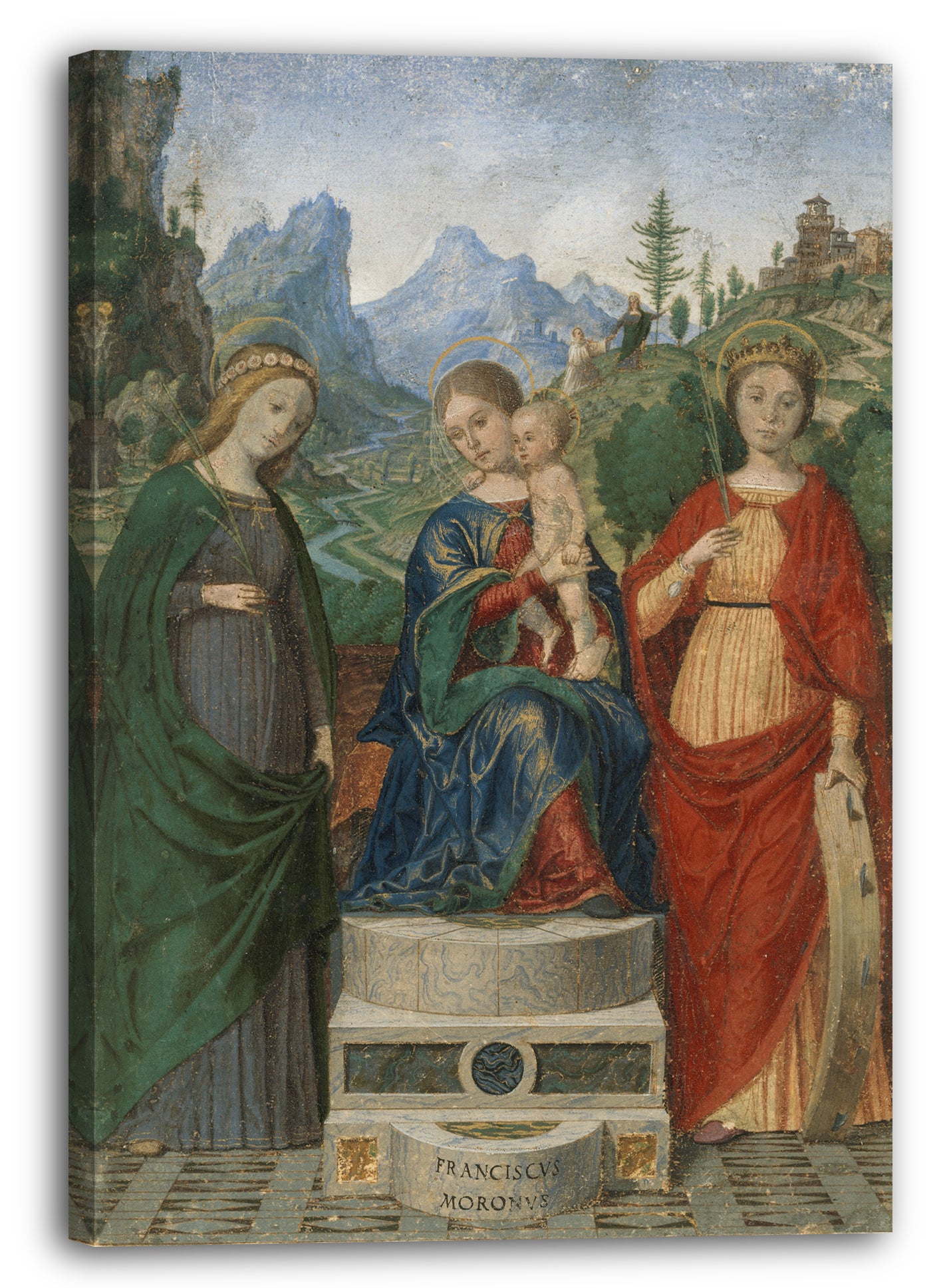 Leinwandbild Francesco Morone - Jungfrau und Kind thronend zwischen der Heiligen Cecilia und Kathrin von Alexandria