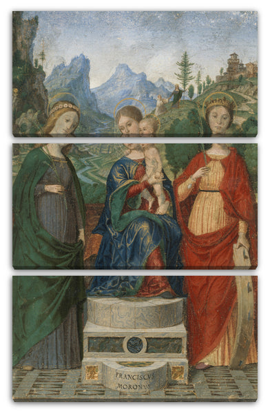 Leinwandbild Francesco Morone - Jungfrau und Kind thronend zwischen der Heiligen Cecilia und Kathrin von Alexandria