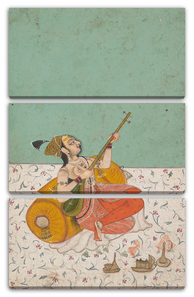 Leinwandbild ca. 1800 - Musizierende Frau, die eine Sitar spielt