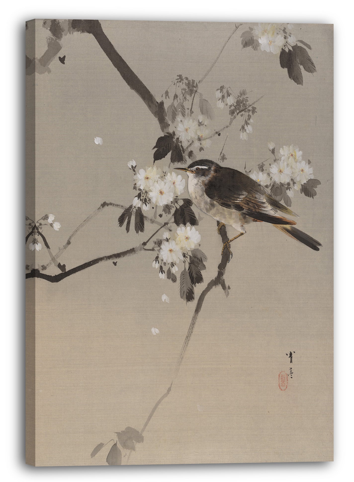 Leinwandbild Watanabe Seite - Vögel auf einem blühenden Zweig