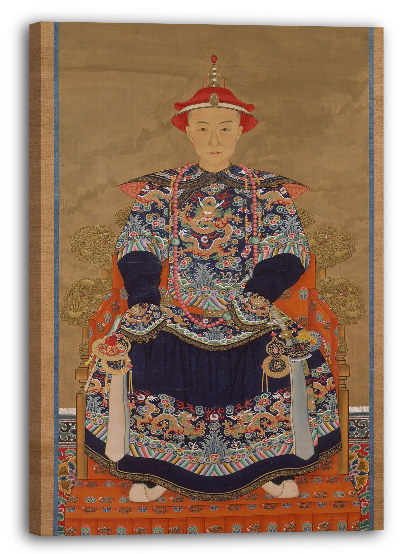 Leinwandbild Nicht identifizierter Künstler Chinese, 19. Jahrhundert - Porträt von Qianlong-Kaiser als junger Mann