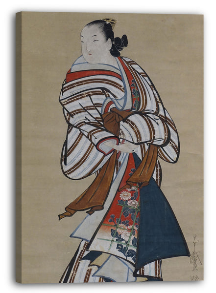 Leinwandbild Kaigetsudō Dohan - Stehende Kurtisane, die über ihrer Schulter schaut