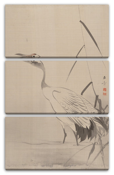 Leinwandbild Kawabata Gyokushō - Kran unter Schilf