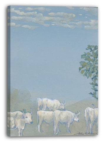 Leinwandbild Arthur B. Davies - Landschaft mit Kühen