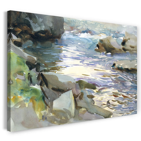 Leinwandbild John Singer Sargent - Strom und Felsen