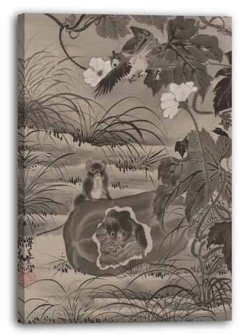 Leinwandbild Kawanabe Kyōsai (Japanisch, 1831-1889) - Mäuse in einer Melone