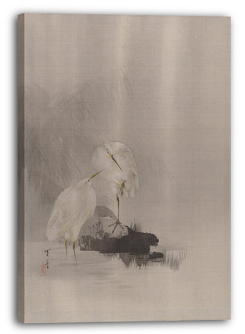 Leinwandbild Watanabe Seite - Reiher am Wasserrand