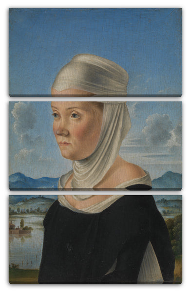 Leinwandbild Jacometto - Porträt einer Frau, möglicherweise eine Nonne von San Secondo; (Rückseite) Szene in Grisaille