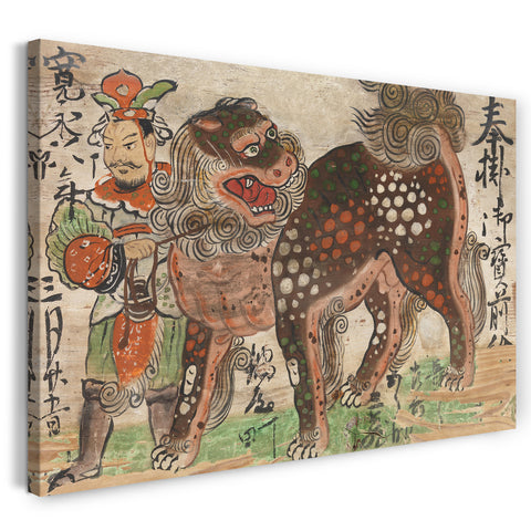 Leinwandbild Edo-Zeit - Ema (Votivbild) des chinesischen Löwen, geführt von Utenō