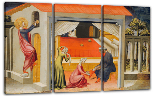 Leinwandbild Bicci di Lorenzo - Heiliger Nikolaus, der Mitgifte zur Verfügung stellt