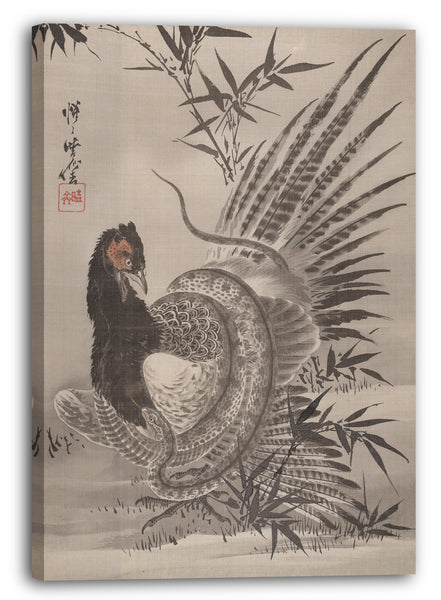Leinwandbild Kawanabe Kyōsai (Japanisch, 1831-1889) - Fasan von einer Schlange erwischt