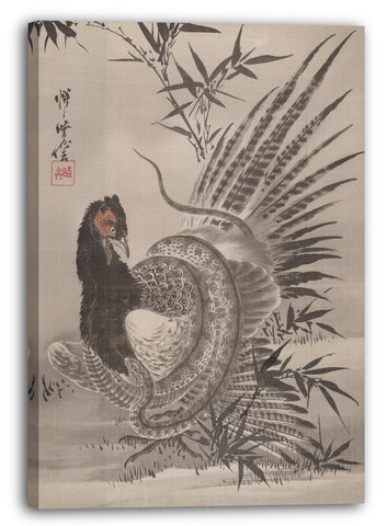Leinwandbild Kawanabe Kyōsai (Japanisch, 1831-1889) - Fasan von einer Schlange erwischt