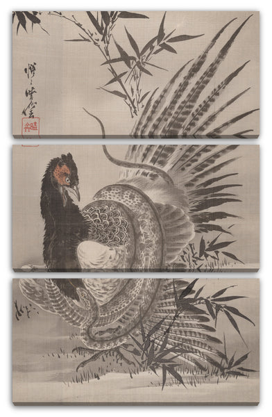 Leinwandbild Kawanabe Kyōsai (Japanisch, 1831-1889) - Fasan von einer Schlange erwischt