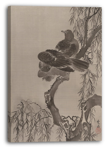 Leinwandbild Kawanabe Kyōsai (Japanisch, 1831-1889) - Zwei Vögel auf einer Zweig