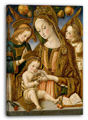 Leinwandbild Vittore Crivelli - Madonna und Kind mit zwei Engeln