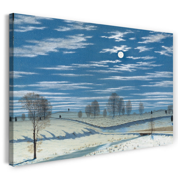 Leinwandbild Henry Farrer - Winterszene im Mondlicht