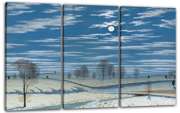 Leinwandbild Henry Farrer - Winterszene im Mondlicht