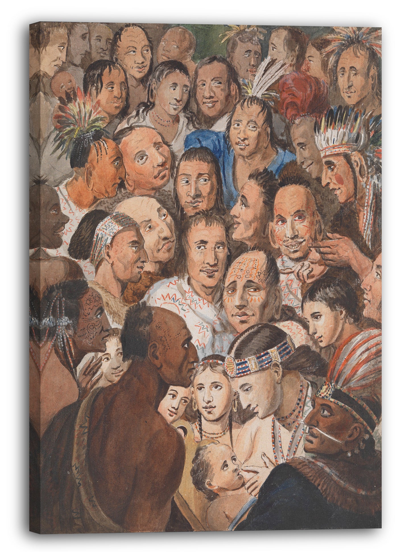 Leinwandbild John Lewis Krimmel zugeschrieben - Tableau von indischen Gesichter