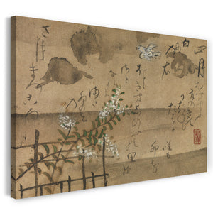 Leinwandbild Ogata Kenzan - "Vierter Monat" aus Fujiwara no Teikas "Vögel und Blumen der Zwölf Monate"
