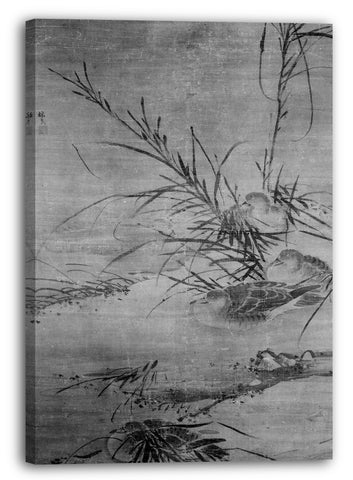 Leinwandbild Nach Lin Liang - Enten und Schilf