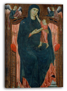 Leinwandbild Meister von Varlungo - Madonna und Kind thronend mit Engeln