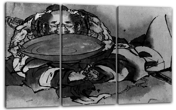 Leinwandbild Katsushika Hokusai zugeschrieben - Sakata Kintoki trinkt Sake-Wein