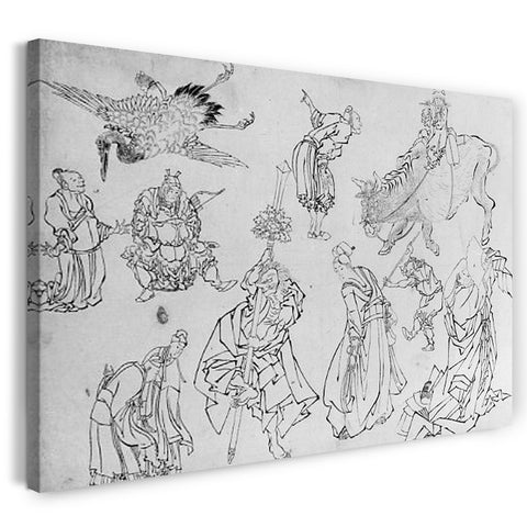 Leinwandbild Hokusai Schule - Studien von Figuren