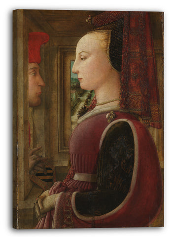 Leinwandbild Fra Filippo Lippi - Portrait einer Frau mit einem Mann an einem Flügel