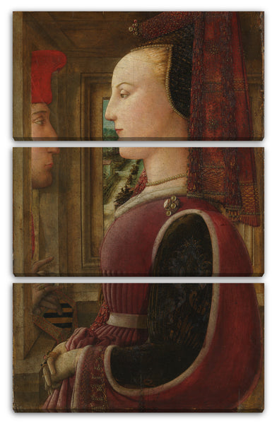 Leinwandbild Fra Filippo Lippi - Portrait einer Frau mit einem Mann an einem Flügel