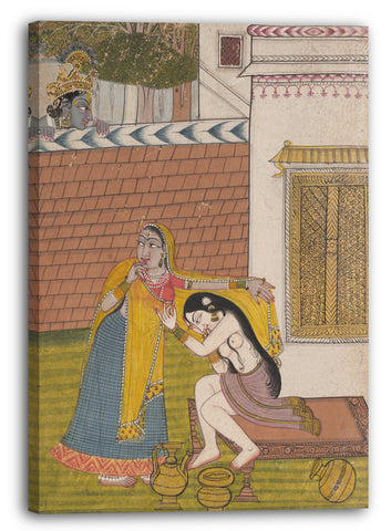 Leinwandbild ca. 1780-90 - Krishna spioniert Radha aus