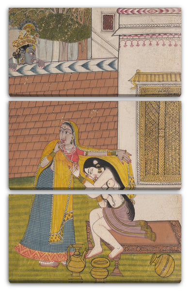 Leinwandbild ca. 1780-90 - Krishna spioniert Radha aus