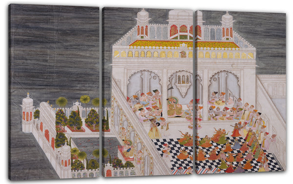 Leinwandbild Bhima, Inder - Maharana Ari Singh mit seinen Höflingen, die im Jagniwas Water Palace unterhalten werden
