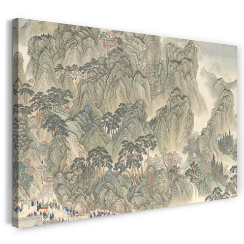 Leinwandbild Wang Hui - : ) Die südliche Inspektionstour des Kangxi-Imperators, Schriftrolle drei: Ji'nan zum Berg Tai