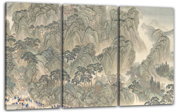 Leinwandbild Wang Hui - : ) Die südliche Inspektionstour des Kangxi-Imperators, Schriftrolle drei: Ji'nan zum Berg Tai