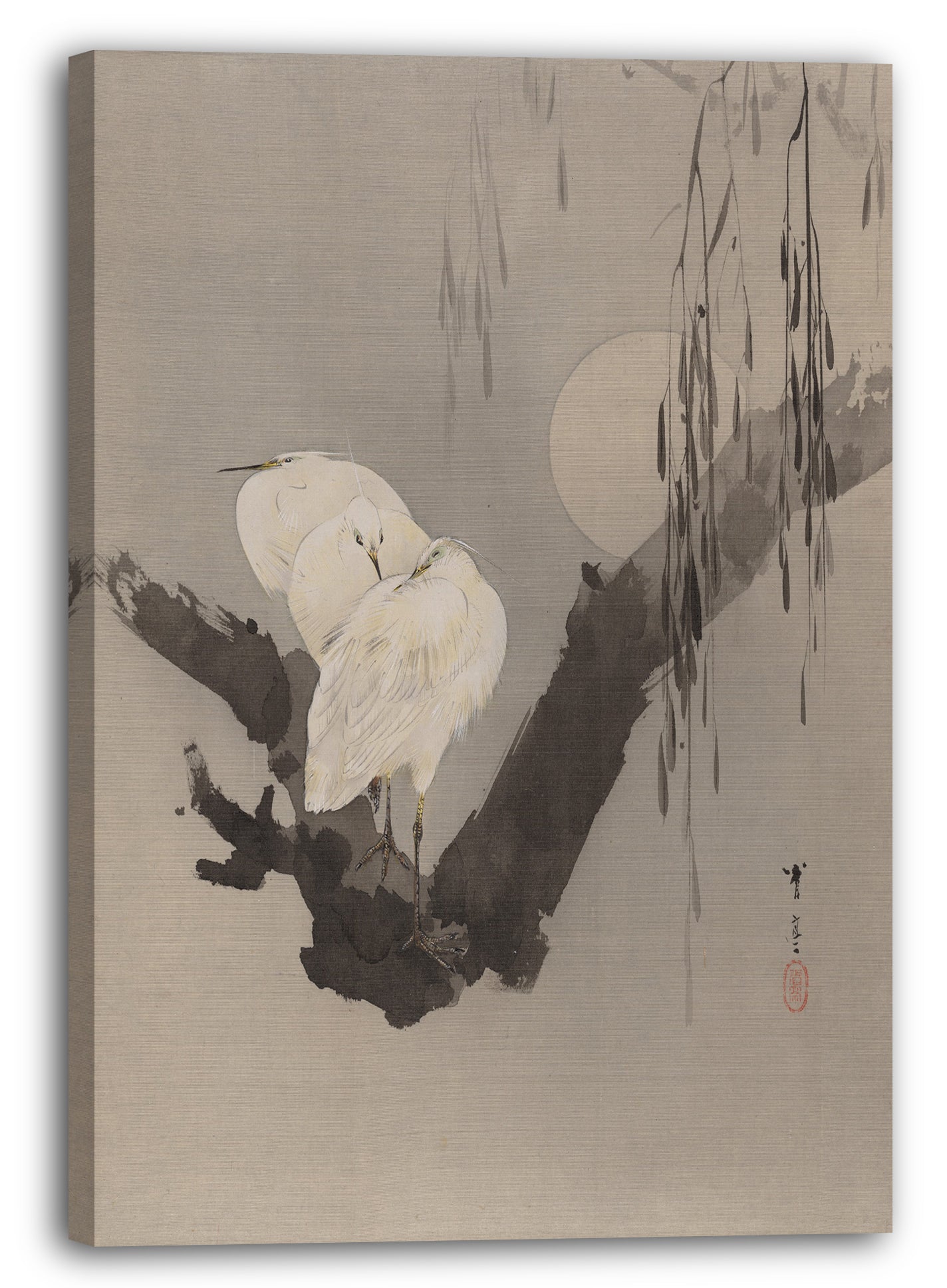 Leinwandbild Watanabe Seite - Reiher in einem Baum in der Nacht