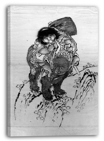 Leinwandbild Schule von Katsushika Hokusai - Sakata Kintoki auf Bärenrücken reitend