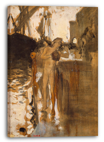 Leinwandbild John Singer Sargent - Der Balkon, Spanien [und] Zwei nackte Badegäste stehen auf einem Kai