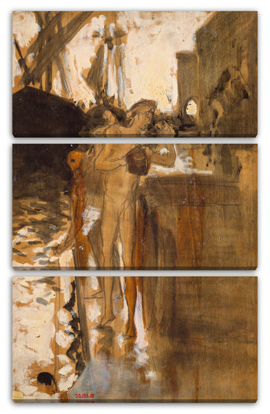 Leinwandbild John Singer Sargent - Der Balkon, Spanien [und] Zwei nackte Badegäste stehen auf einem Kai