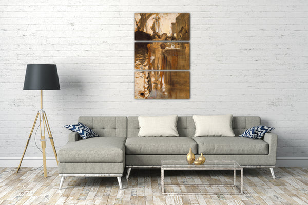 Leinwandbild John Singer Sargent - Der Balkon, Spanien [und] Zwei nackte Badegäste stehen auf einem Kai